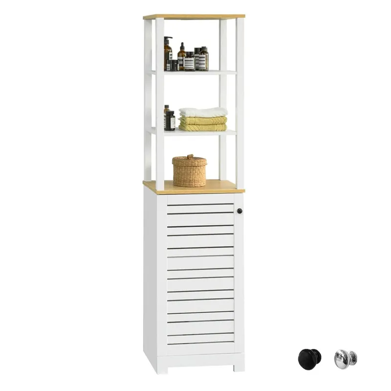 Armario Baño Alta Mueble Columna de baño Armario para baño con 5 Estantes Estanterías de baño Blanco Medidas: 40x30x160cm BZR43-W SoBuy