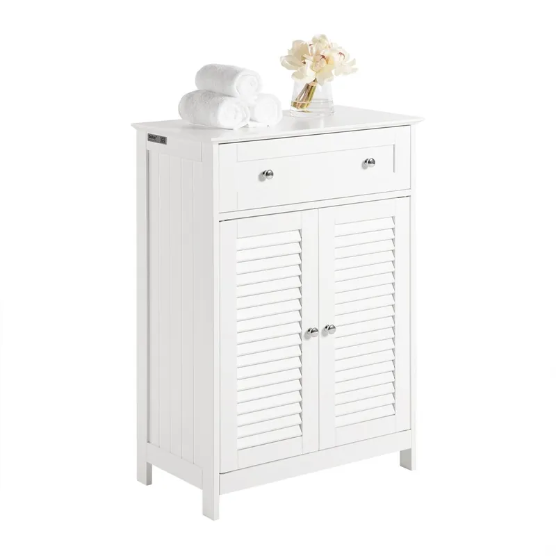 Armario de almacenaje Mueble Auxiliar para baño- 1 cajones y 2 Puertas Blanco FRG238-W SoBuy
