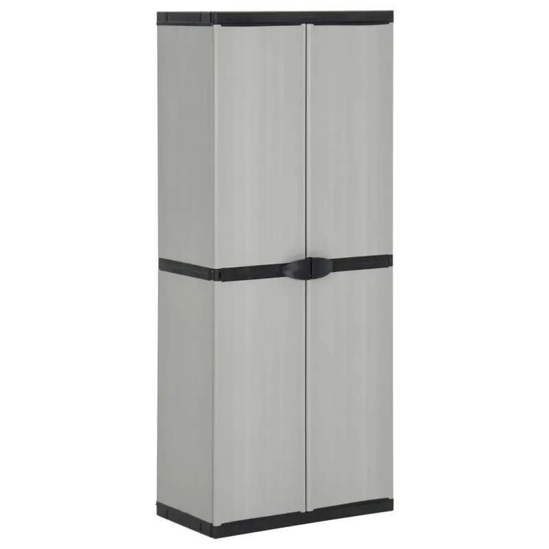 vidaXL Armario de jardín con 3 estantes gris y negro 68x40x168 cm