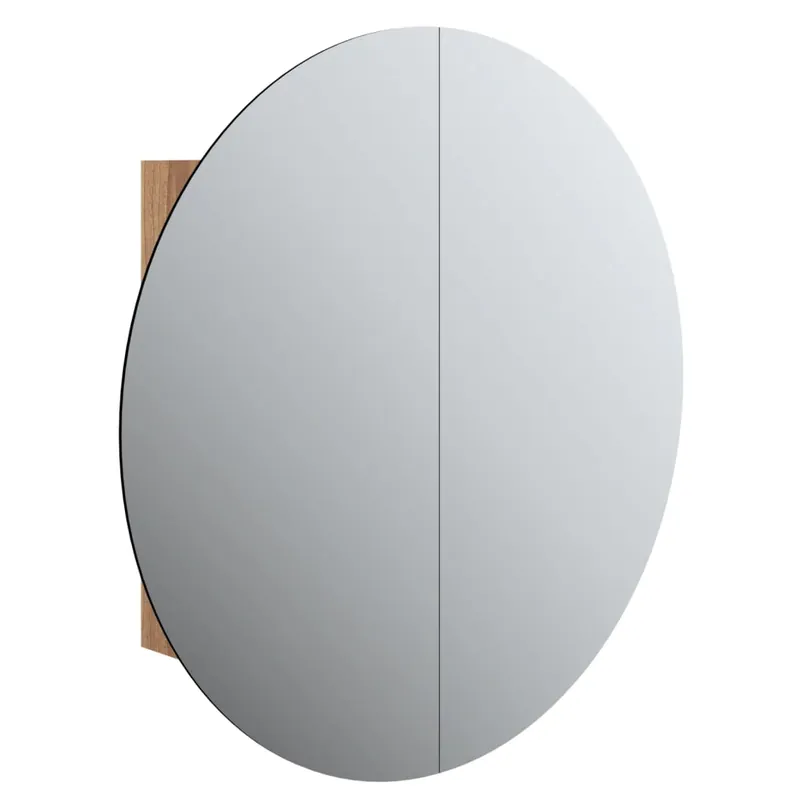 vidaXL Armario de baño con espejo redondo y LED gris 54x54x17,5 cm