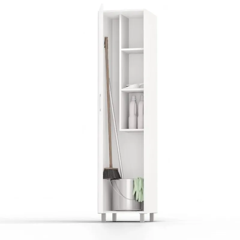 Armario Multiusos o escobero una Puerta y Patas color blanco de dimensiones de 190x42x41 cm - Baño