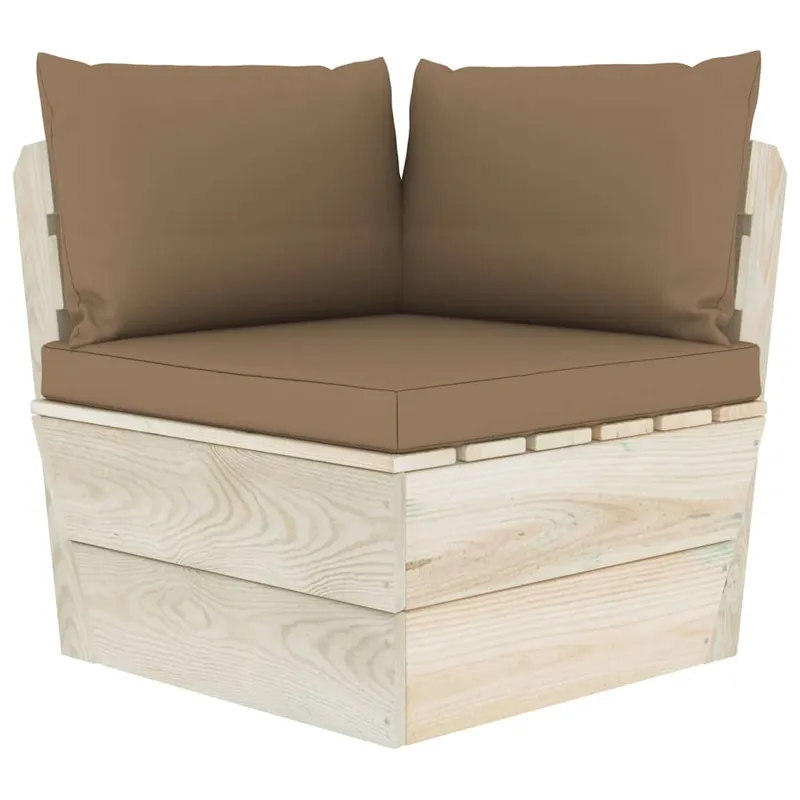 vidaXL Sofá de esquina de palets de jardín cojines abeto impregnado - Sofás sillones puffs