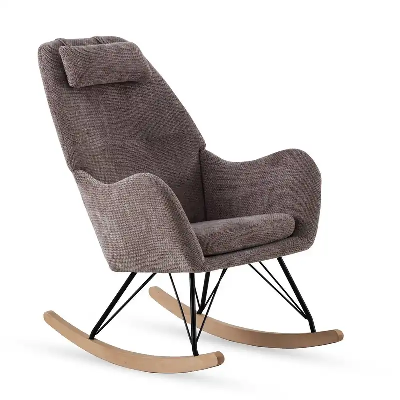 Balancín tapizado en chenilla blanco y patas metálicas - Sofás sillones puffs