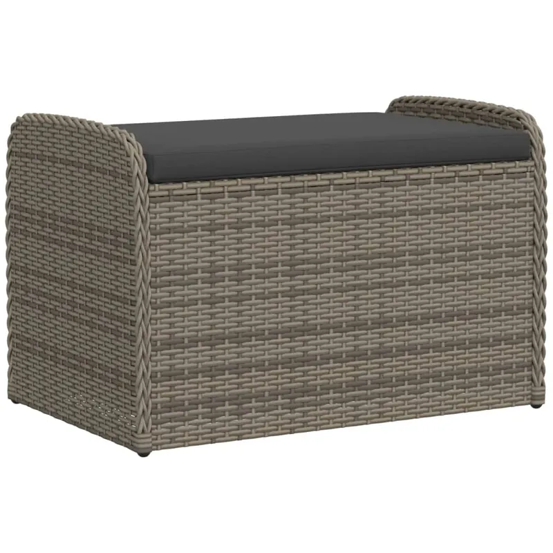 vidaXL Banco de almacenaje con cojín ratán sintético negro 80x51x52 cm - Jardín