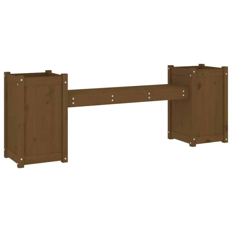vidaXL Banco con jardineras madera maciza pino marrón miel 180x36x63cm - Jardín