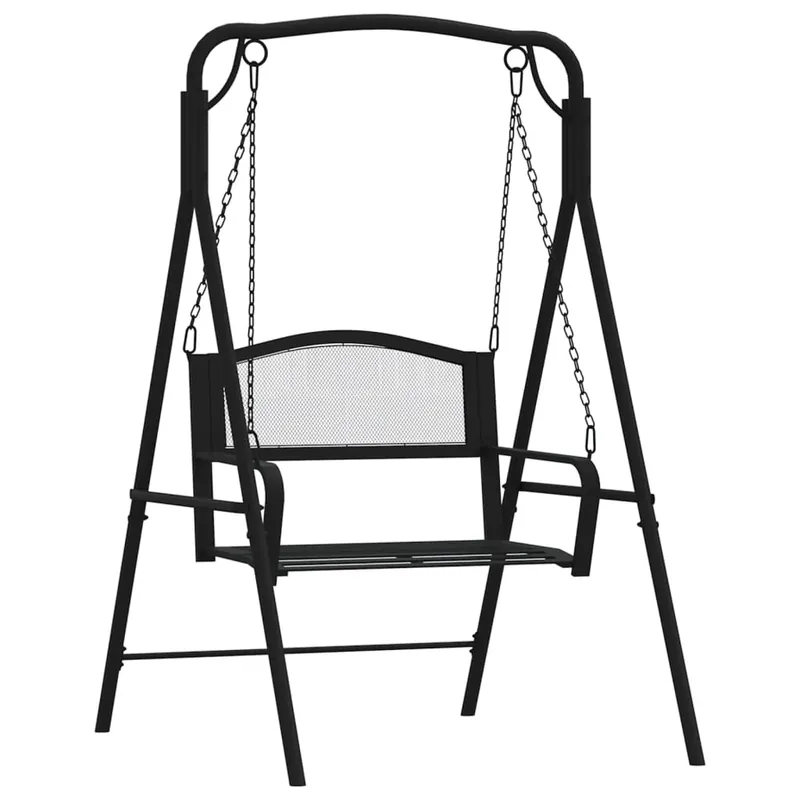 vidaXL Banco mecedor de acero negro 124 cm - Jardín