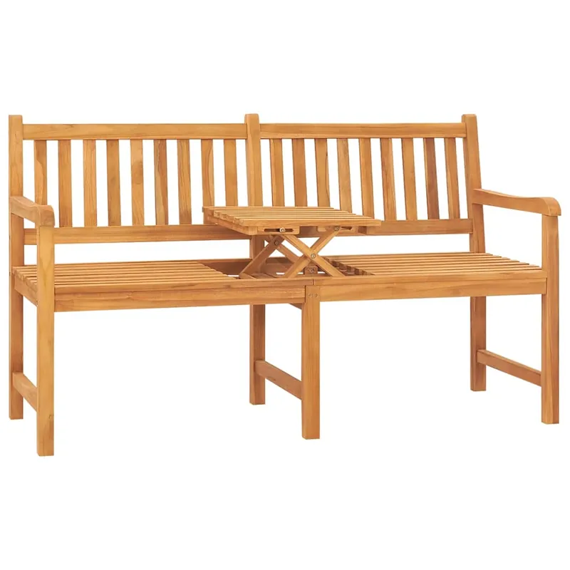 vidaXL Banco de jardín 3 plazas con mesa madera maciza de teca 150 cm