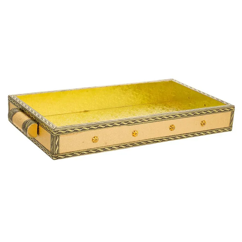 Bandeja de metal repujado dorada 33x18x4,5 - Cocina