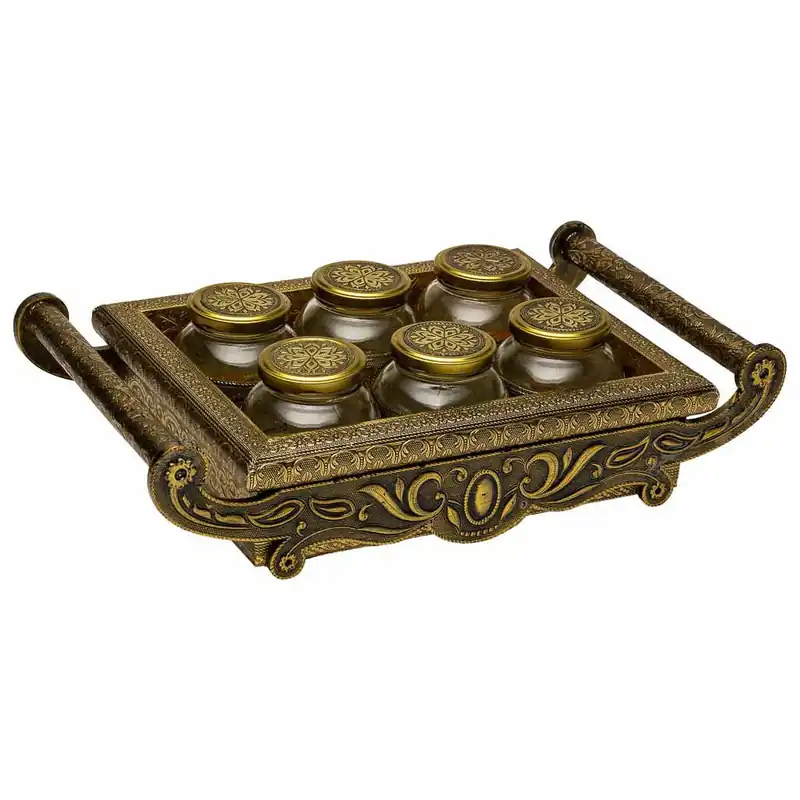 Bandeja de metal repujado color cobre 46x26x7 - Cocina
