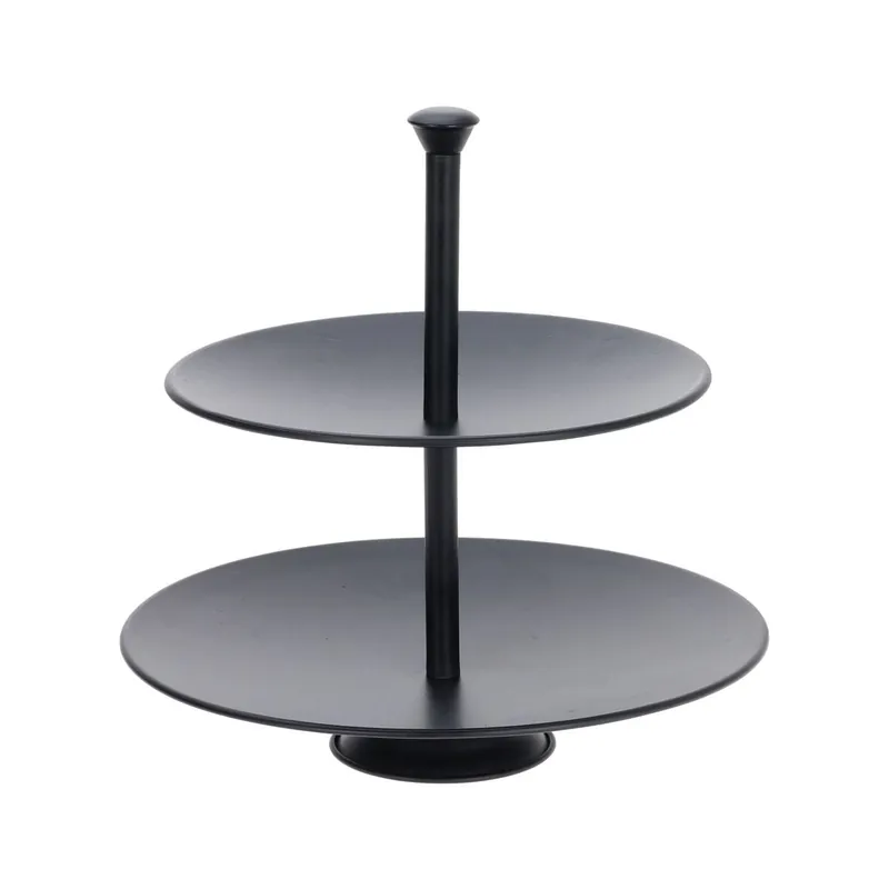 Bandeja de Servir de 2 Alturas Ø25cm y Ø20,5cm en Acero al carbono Negro H. 26cm - Cocina