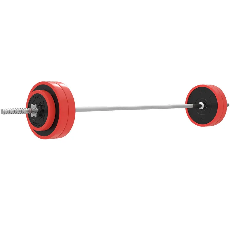 SPORTNOW Barra de Pesas 30 kg con Mancuernas Set de Musculación con 6 Discos 1,5kg 2,5kg 7kg y 1 Barra para Entrenamiento de Fuerza Levantamiento de Pesas en Hogar Gimnasio Oficina 170x26x26 cm Rojo - Deporte