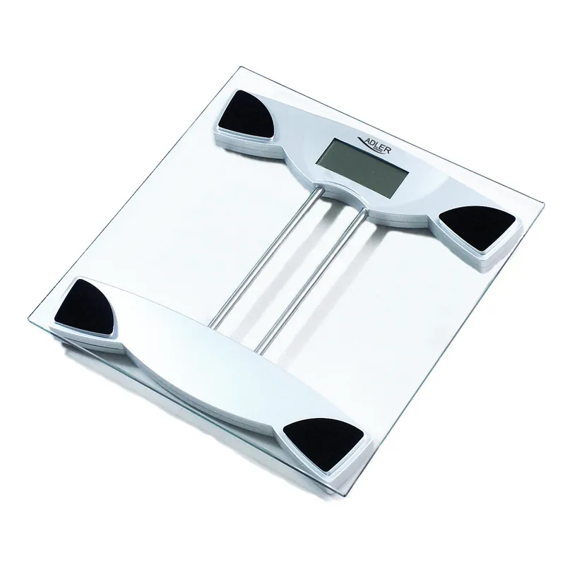 Adler AD 8124 Báscula de Baño Digital Cristal Templado, Alta Medición 150 kg 100 g, Apagado Automático, , Transparente - Electrodomésticos