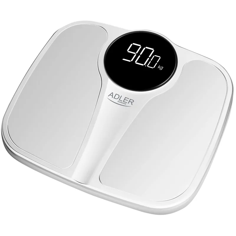 Adler AD8172W Báscula de Baño Digital, Alta Precisión 180Kg, Pantalla LED Apagado Automático, Antideslizante, , Blanco - Electrodomésticos