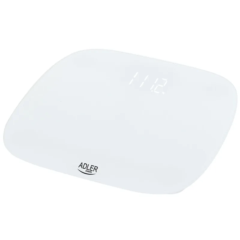 Adler AD8176 Báscula de Baño Digital Alta Precisión 180Kg, Pantalla LED Apagado Automático, Vidrio Templado, , Blanco - Electrodomésticos