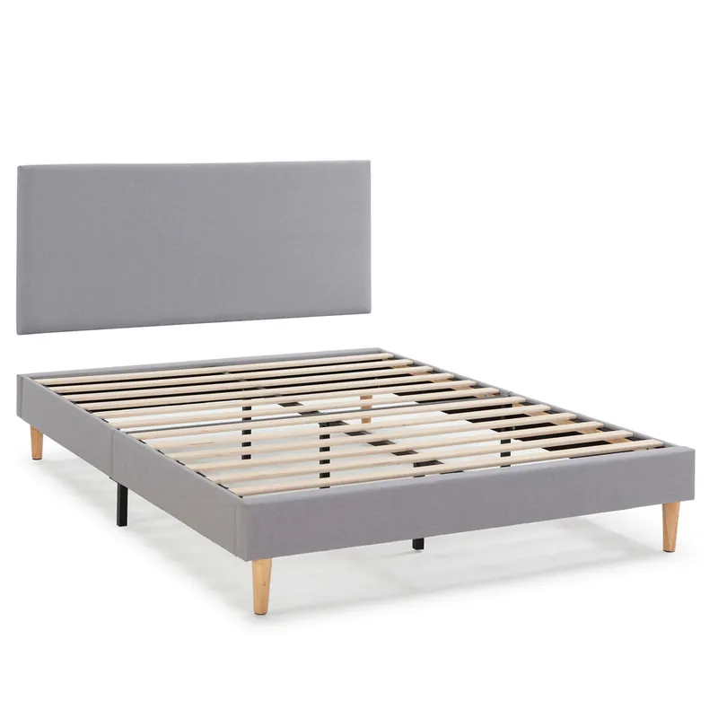 Base tapizada + Cabecero Aura 90x190 cm Gris Claro - Descanso