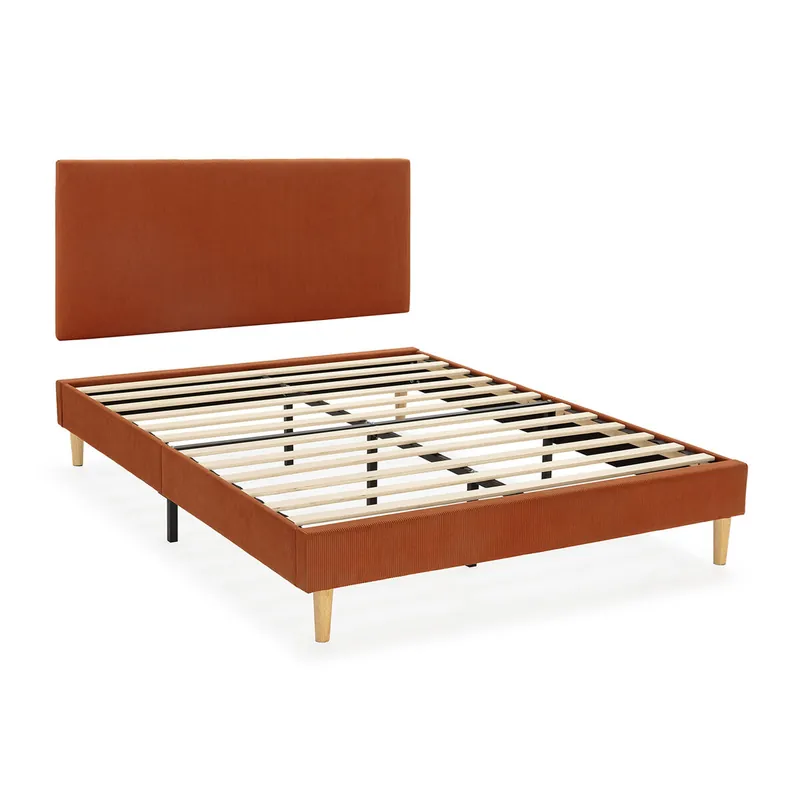 Base tapizada + cabecero Bari 90x190 cm Teja - Descanso