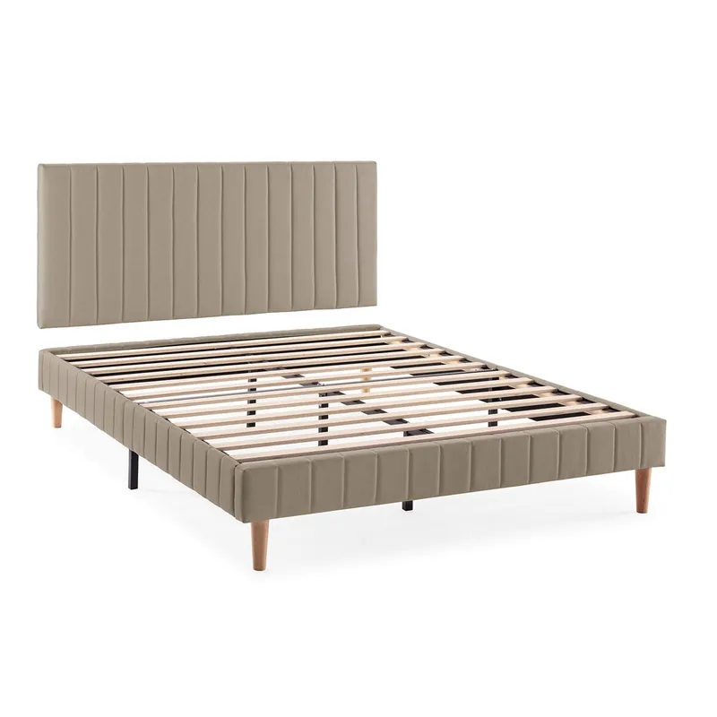Base tapizada + cabecero Eris 140x190 cm Beige - Descanso