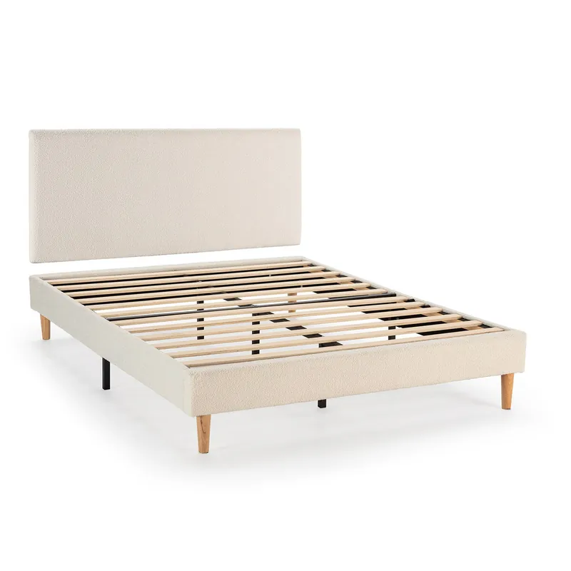 Base tapizada + cabecero Niebla 90x190 cm Beige - Descanso