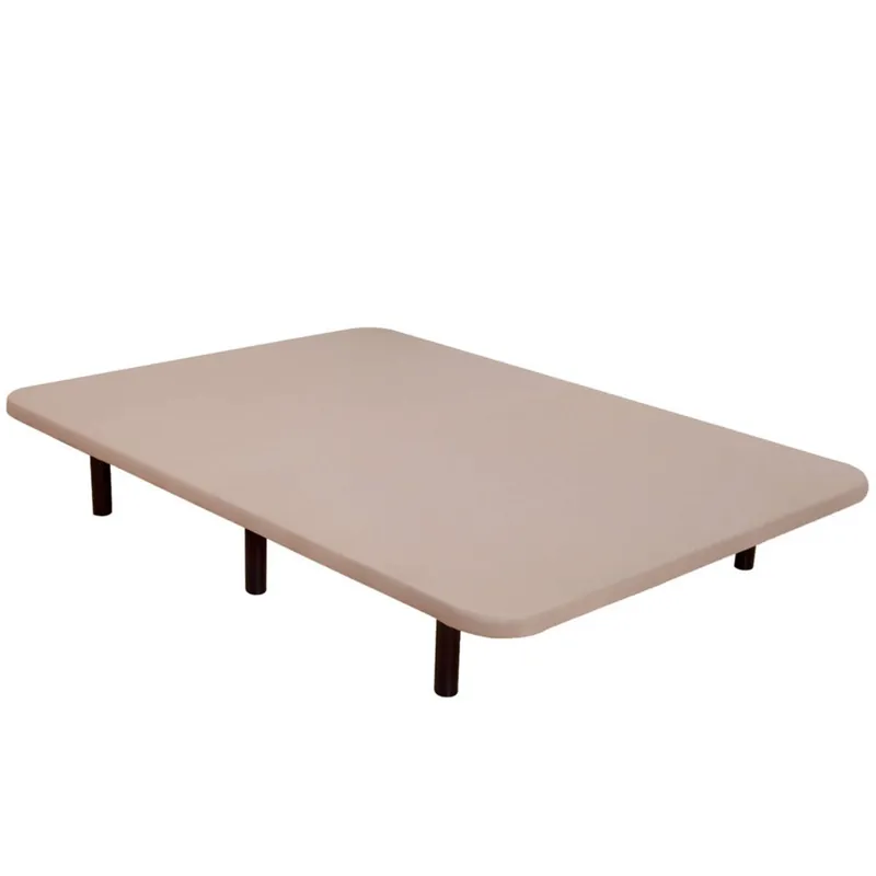 Base Tapizada para Dormitorio 3D Estilo Contemporáneo en Color Beige con 5 Refuerzos Trasversales 135x180 cm (CON 6 Patas) - Descanso