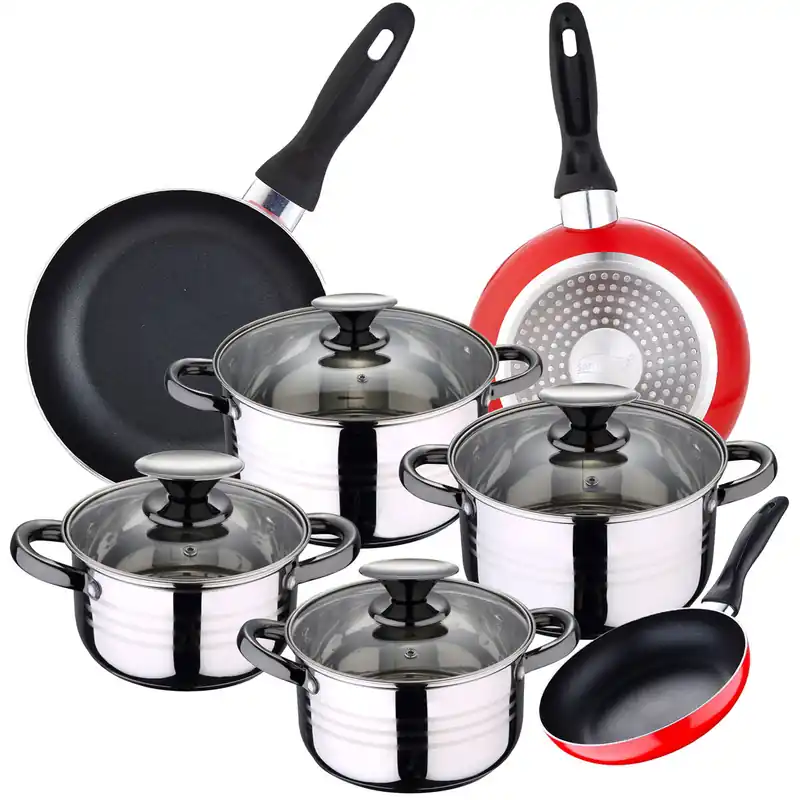 Bateria 8pc acero inoxidable apta para inducción + 3 sartenes 16x20x24 cm SAN IGNACIO - Cocina