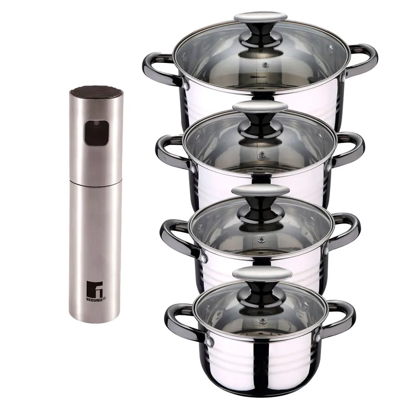 Bateria 8pc acero inoxidable apta para inducción Colección San Ignacio Premium + Bergner Copper Pulverizador de Aceite y vinagre - Cocina