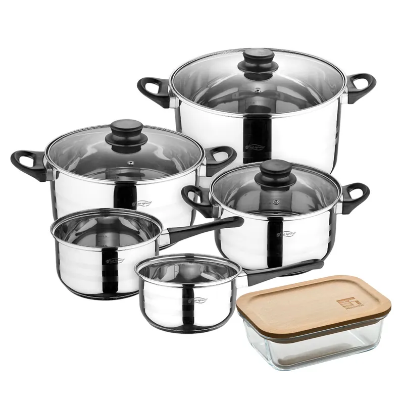 Batería de cocina de ocho piezas San Ignacio+ Bergner NATURALLY Hermético de 650ml en vidrio de borosilicato