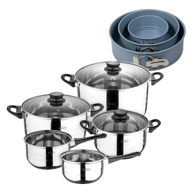 Batería de cocina de ocho piezas San Ignacio+ Juego de 3 moldes de horno redondos Ø12Ø18Ø22cm NOIA San Ignacio
