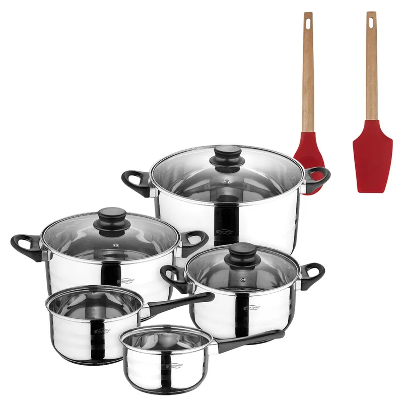 Batería de cocina de ocho piezas San Ignacio+ Bergner EXCALIBUR Juego de 2 utensilios de cocina