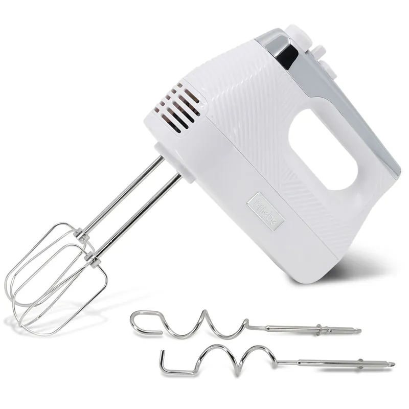 Briebe HM1174WHT Batidora de Varillas Eléctrica 400W Amasadora de Mano Especial Repostería 5 Velocidades + Turbo, 400, Blanco - Electrodomésticos