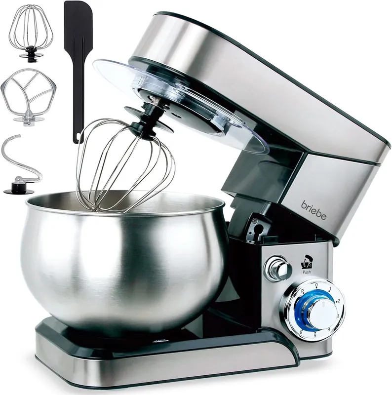 Briebe KM1114 Batidora Amasadora Repostería Profesional Robot Cocina 5 L, Movimiento Orbital, Varillas, 1800, Acero Inoxidable - Electrodomésticos