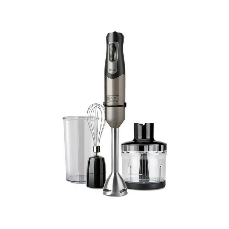 Batidora de Mano Multifunción con Accesorios Black & Decker ES9160140B Negro Gris Plateado 1200 W - Electrodomésticos