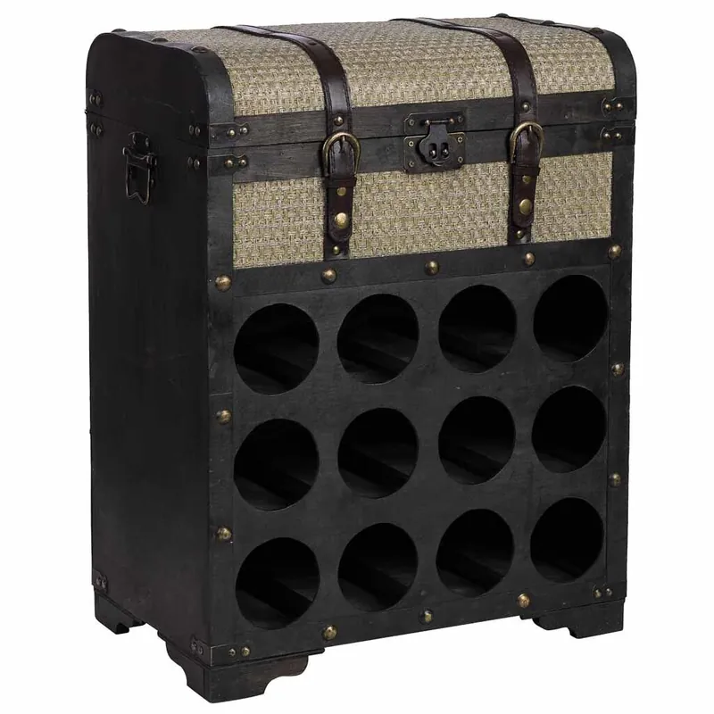 Baúl botellero de madera marrón 45x28x59h cm - Cocina