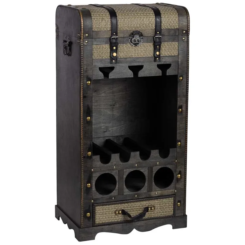 Baul botellero de madera marrón 44x30x85h cm - Cocina