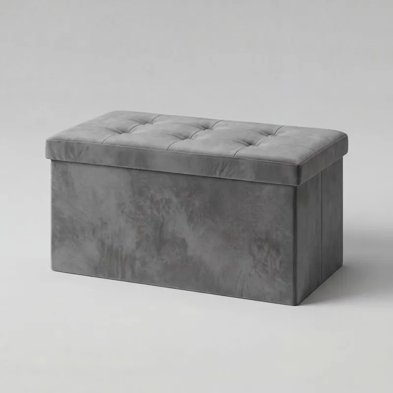 Baúl OTTOMAN plegable 76x38x38cm color blanco - Decoración