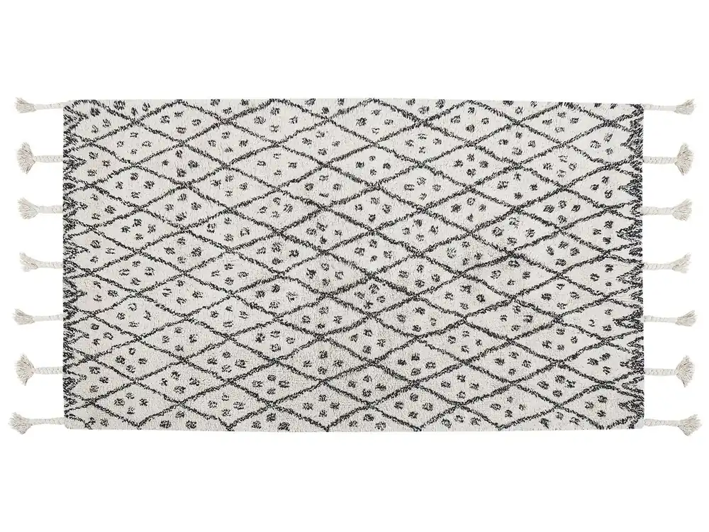 Alfombra AGADIR Blanco crema 80 x 150 cm Algodón - Textil
