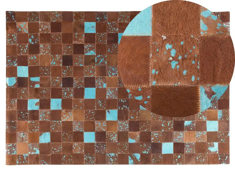Alfombra ALIAGA Marrón 140 x 200 cm Piel - Textil