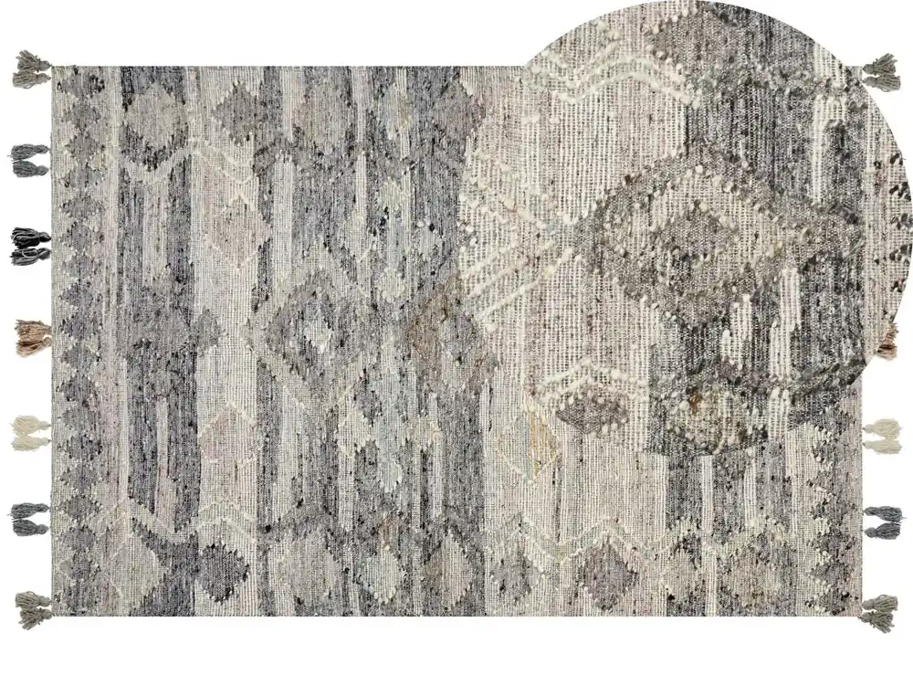 Alfombra ARATASHEN Gris 160 x 230 cm Lana Kilim - Textil