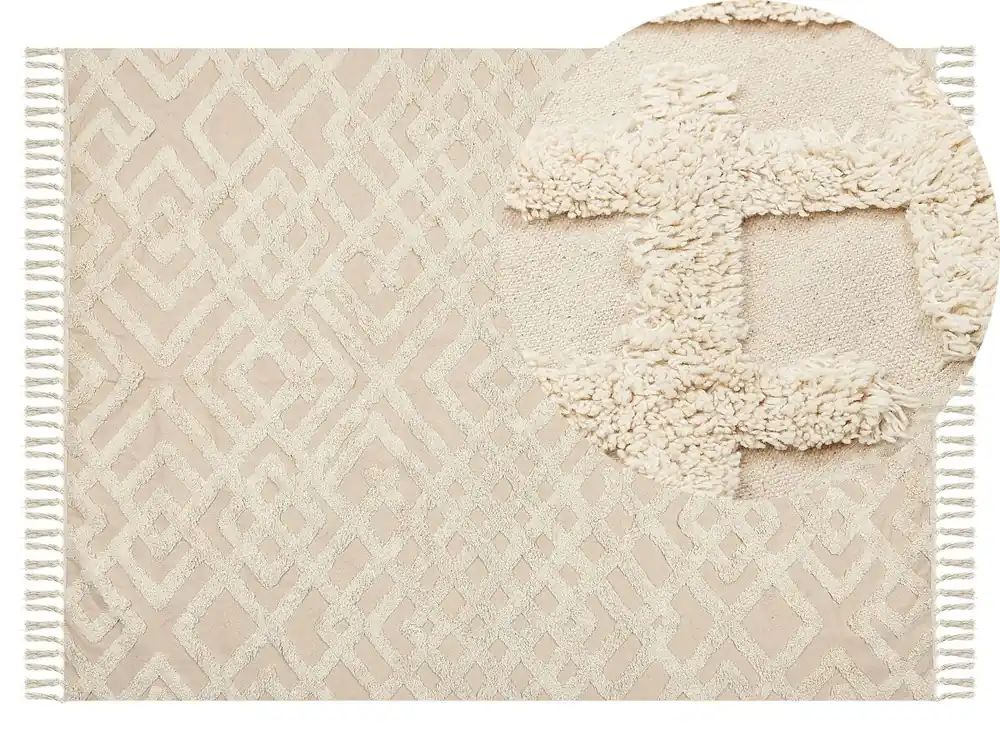 Alfombra ARDAHAN Beige 140 x 200 cm Algodón - Textil