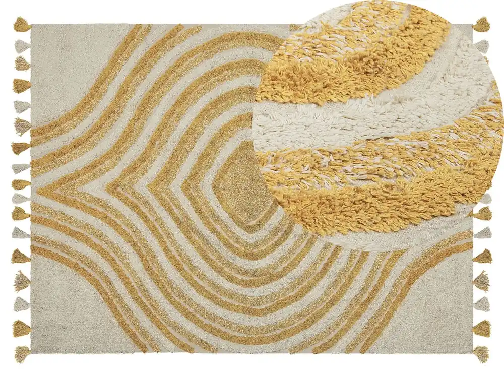 Alfombra BINGOL Amarillo 140 x 200 cm Algodón - Textil