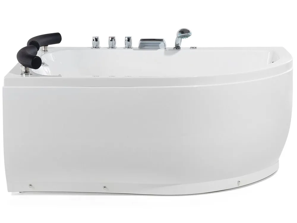Bañera de hidromasaje LED esquinera PARADISO Derecha 158 x 113 cm Blanco - Baño