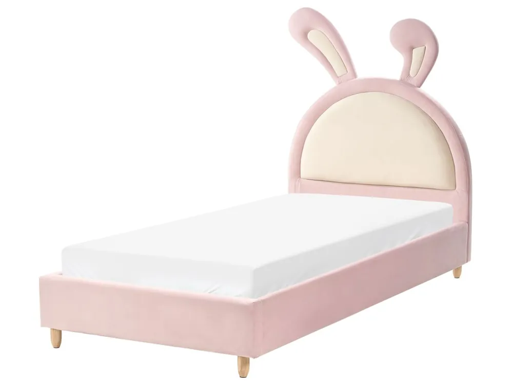 Cama infantil Conejo Terciopelo LALLIAS 90 x 200 cm Rosa - Bebé