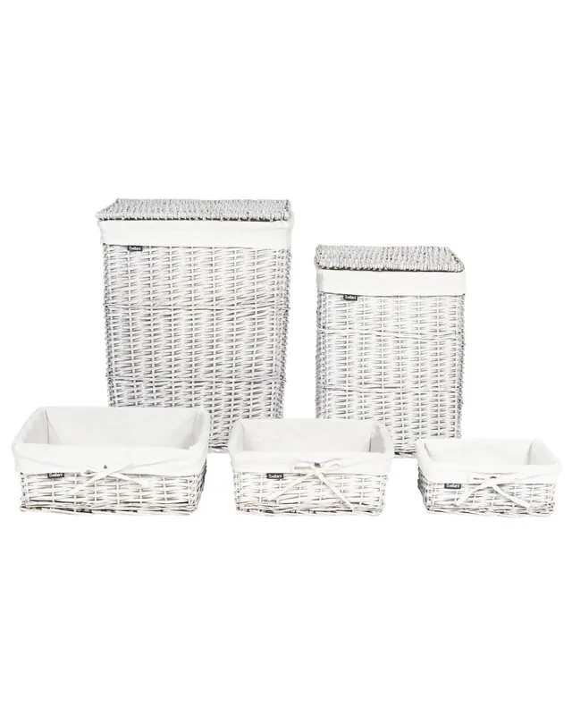 Conjunto de 5 cestas ELLA Madera de sauce Gris - Baño