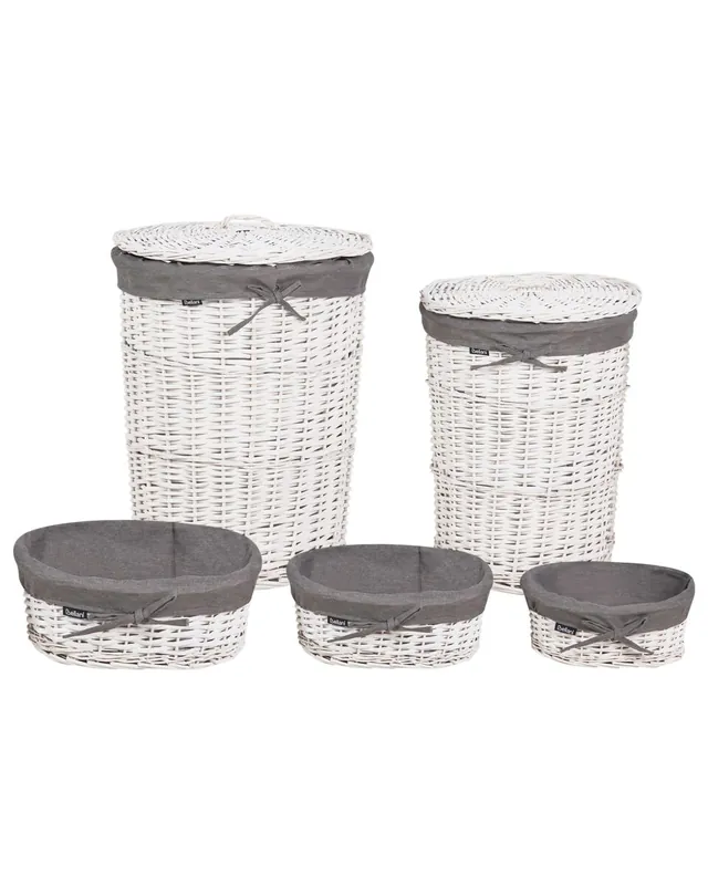 Conjunto de 5 cestas VAKARI Madera de sauce Gris - Baño