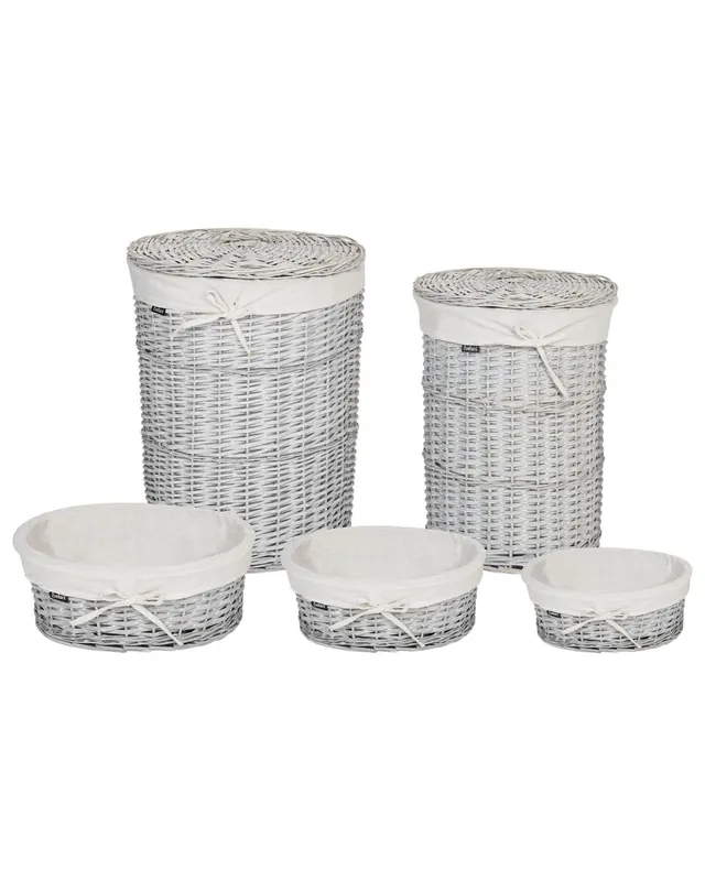 Conjunto de 5 cestas VAKARI Madera de sauce Blanco - Baño