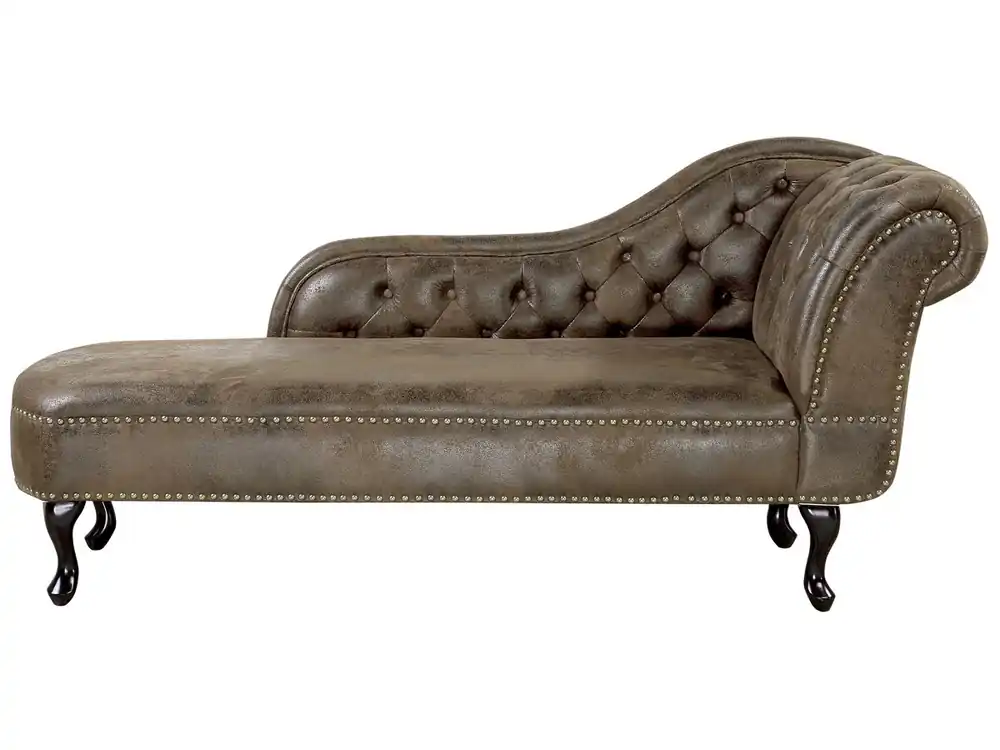 Chaise longue derecho NIMES Gamuza sintética Marrón - Sofás sillones puffs