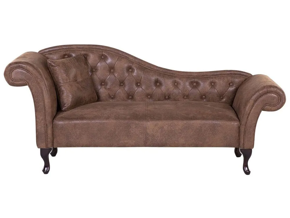 Chaise longue izquierdo LATTES Gamuza sintética Marrón claro - Sofás sillones puffs