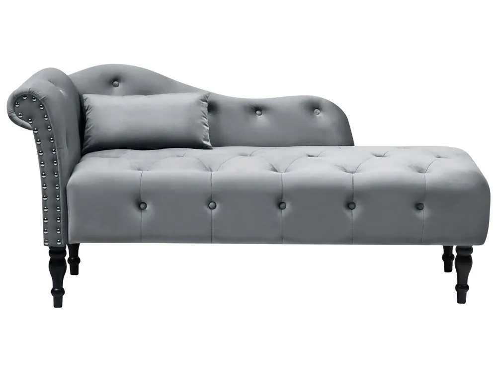 Chaise longue izquierdo IVRY Terciopelo Gris - Sofás sillones puffs
