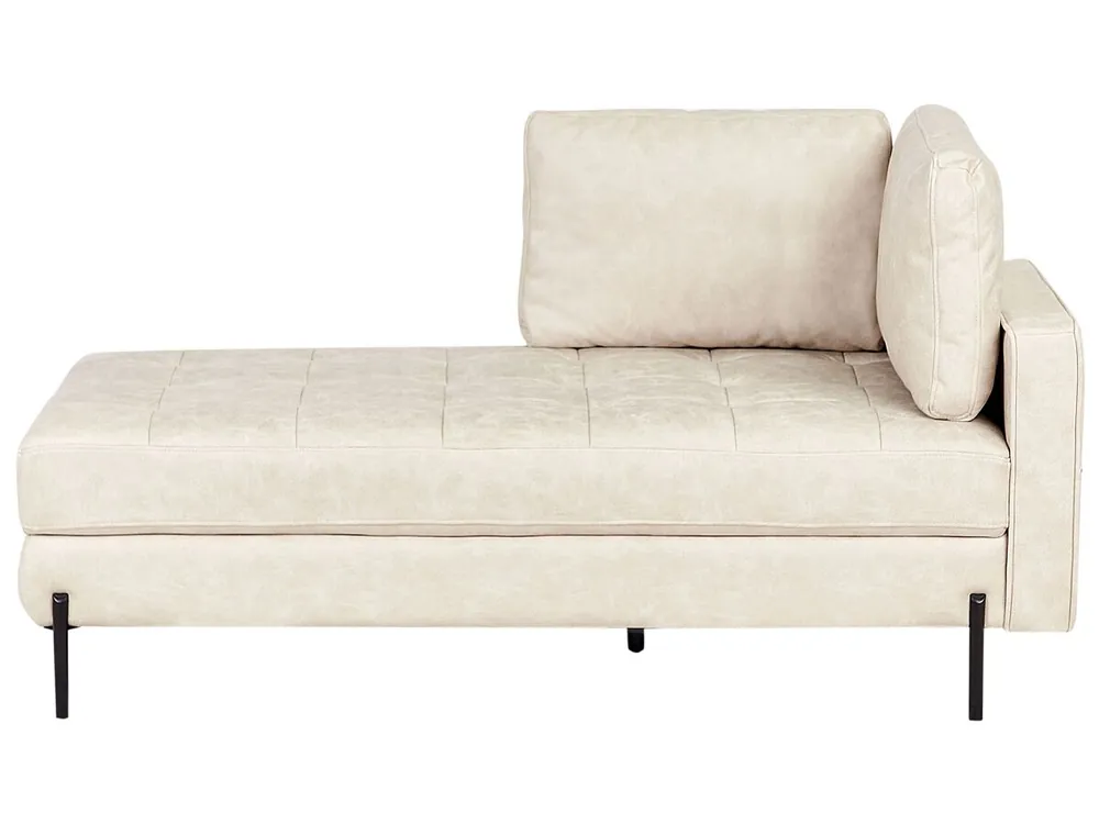 Chaise longue derecho REBAIS Piel sintética Beige claro - Sofás sillones puffs