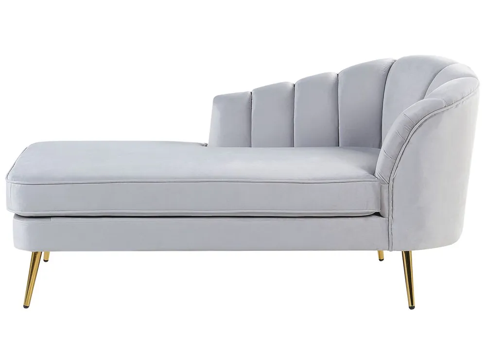 Chaise longue derecho ALLIER Terciopelo Gris claro - Sofás sillones puffs