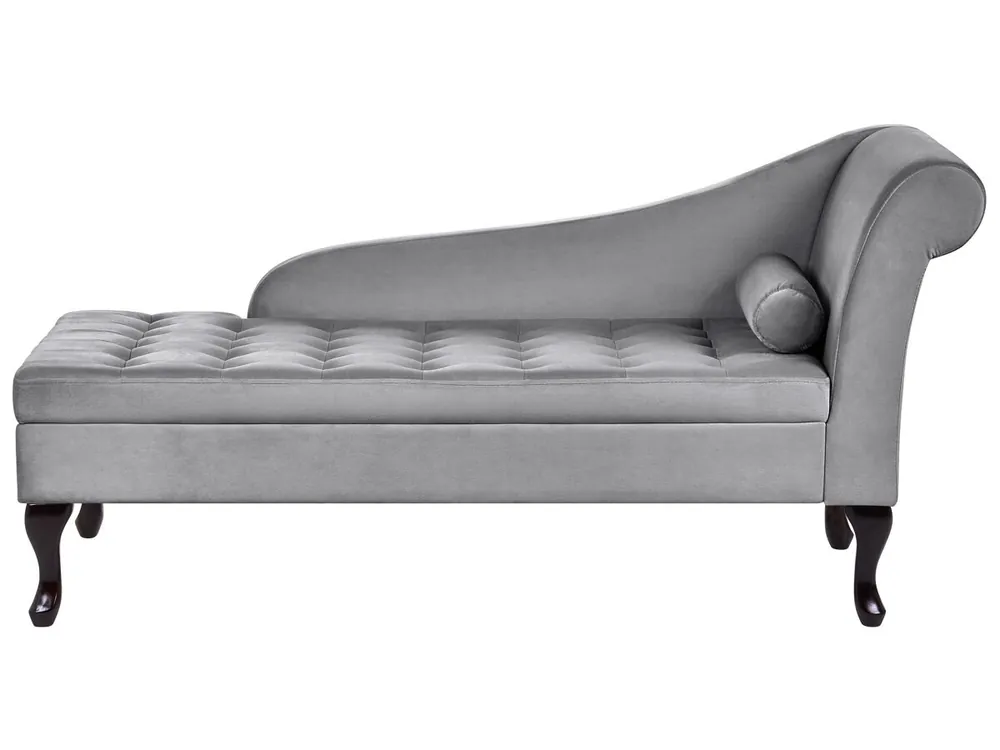 Chaise longue derecho PESSAC Terciopelo Gris claro con almacenaje - Sofás sillones puffs